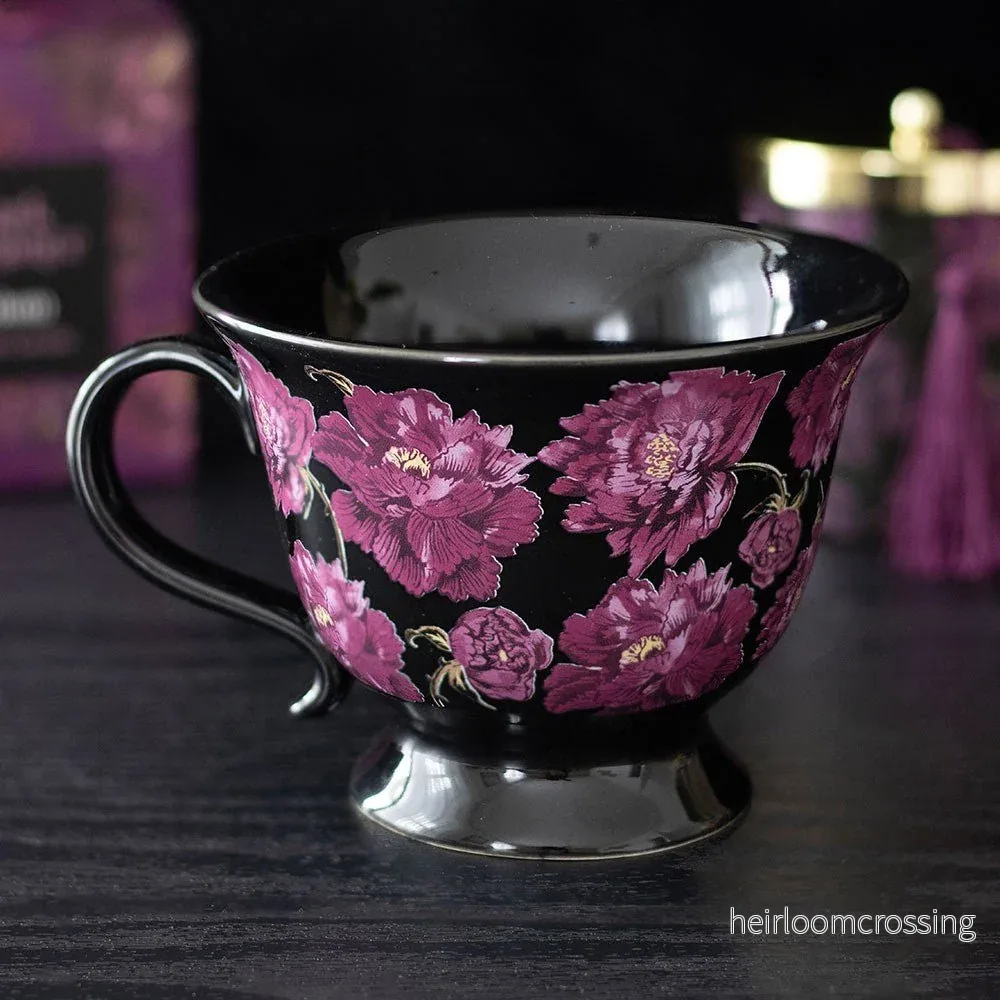 Dark Romance Floral Print Teacup Dark Romance Floral Print Teacup