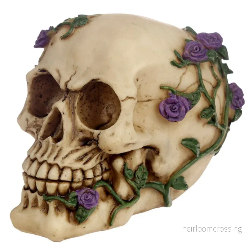 Skull & Bones With Purple Roses Skull & Bones With Purple Roses