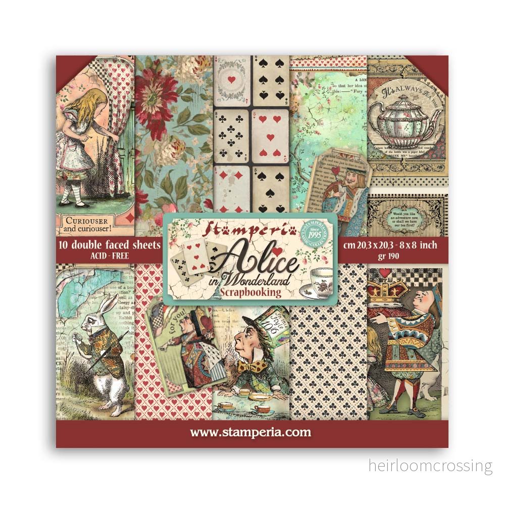 8”x8” (20.3×20.3 cm) Paper Pad 10 double sided printed sheets – Alice 8”x8” (20.3×20.3 cm) Paper Pad 10 double sided printed sheets – Alice