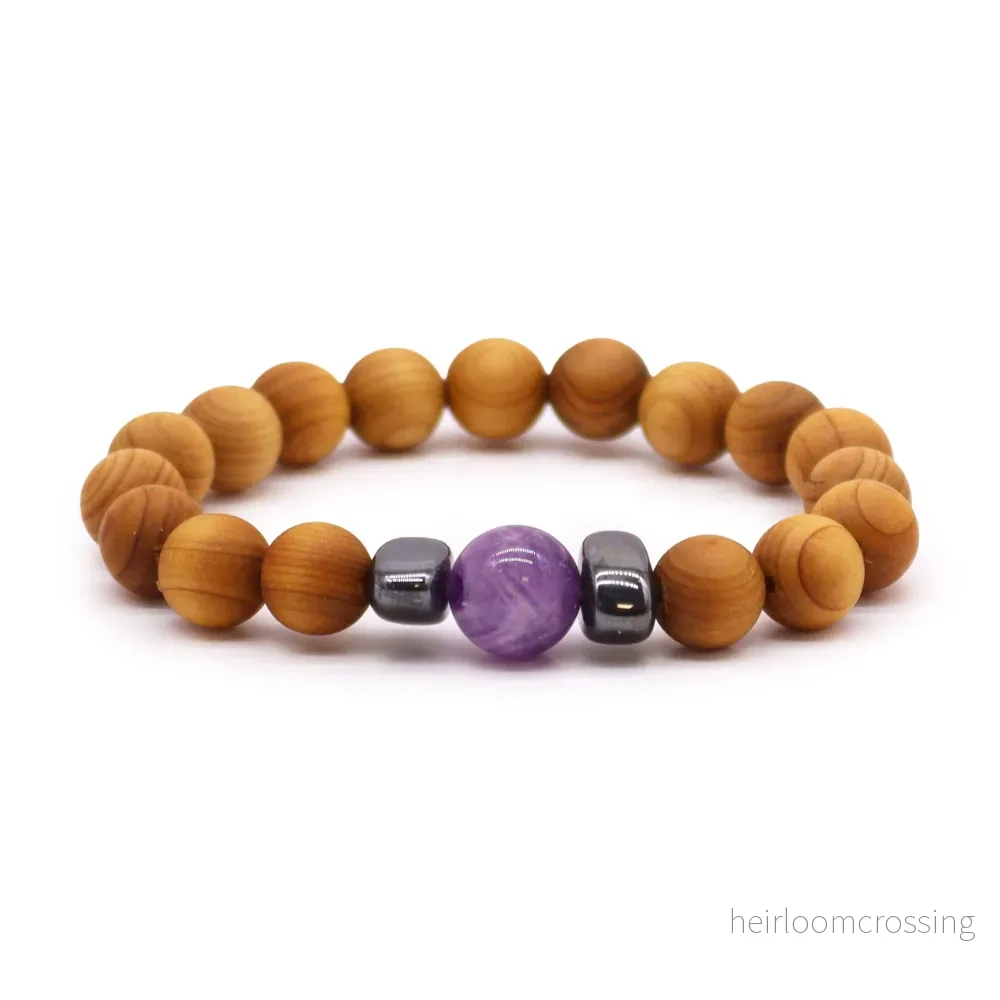 Tredje Ögats Chakra-armband – Cederträ & Ametist