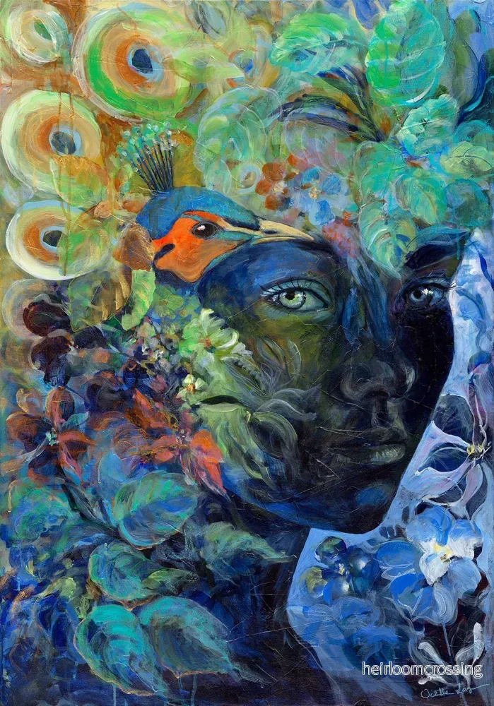 Påfågelkvinnan – Giclée Fine Art Print - Bild 2