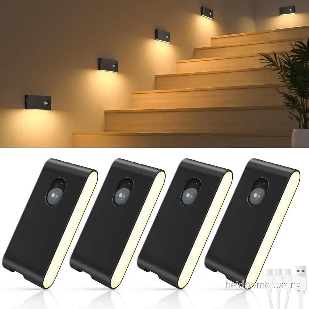Rechargeable Motion Sensor LED Stair Light – Magnetic Wireless Night Light (4-Pack)