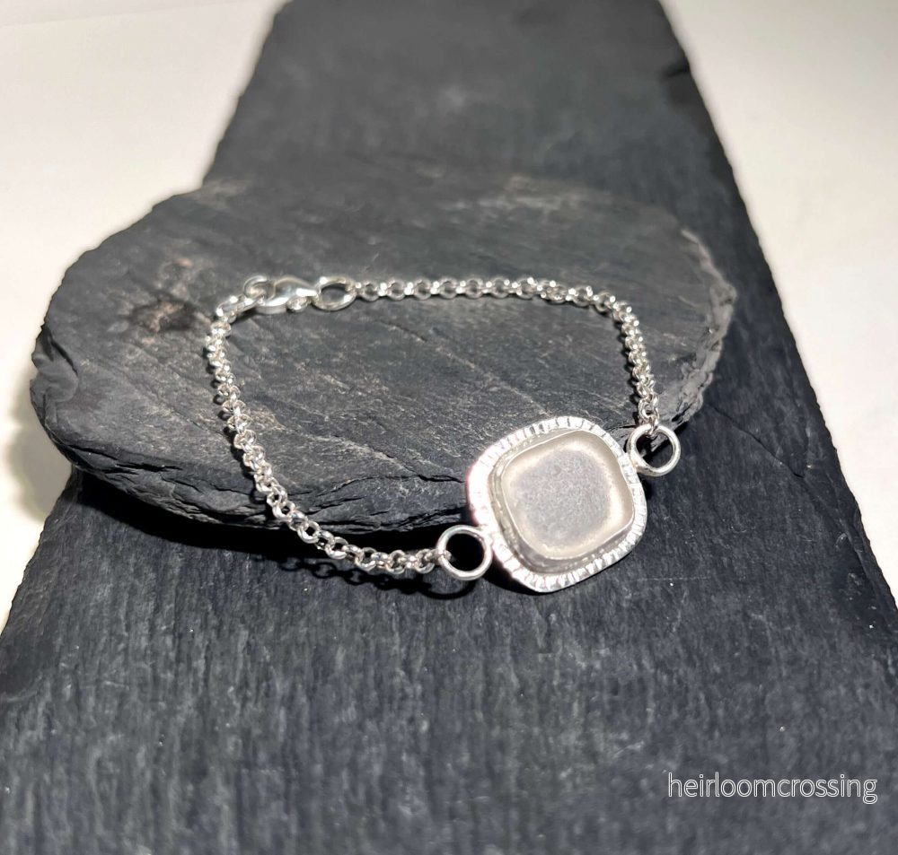 Silverarmband med strandglas Crystal