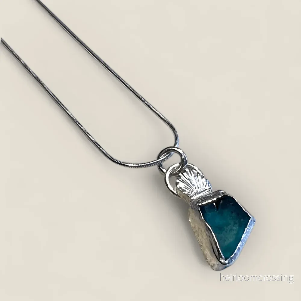 Silverhalsband med strandglas Snäcka - Bild 3