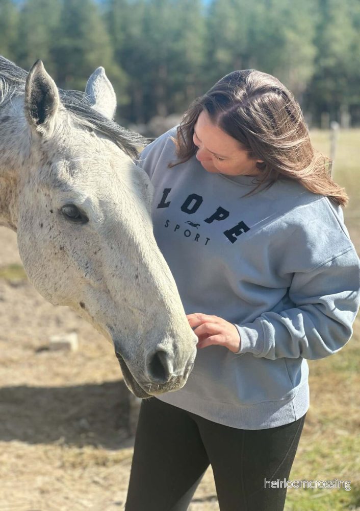 Lope Equestrian Crewneck, Grå oversize collegetröja - Bild 3