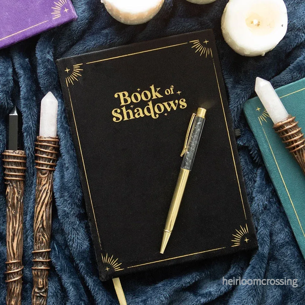 Book of Shadows Journal with Black Obsidian Crystal Pen