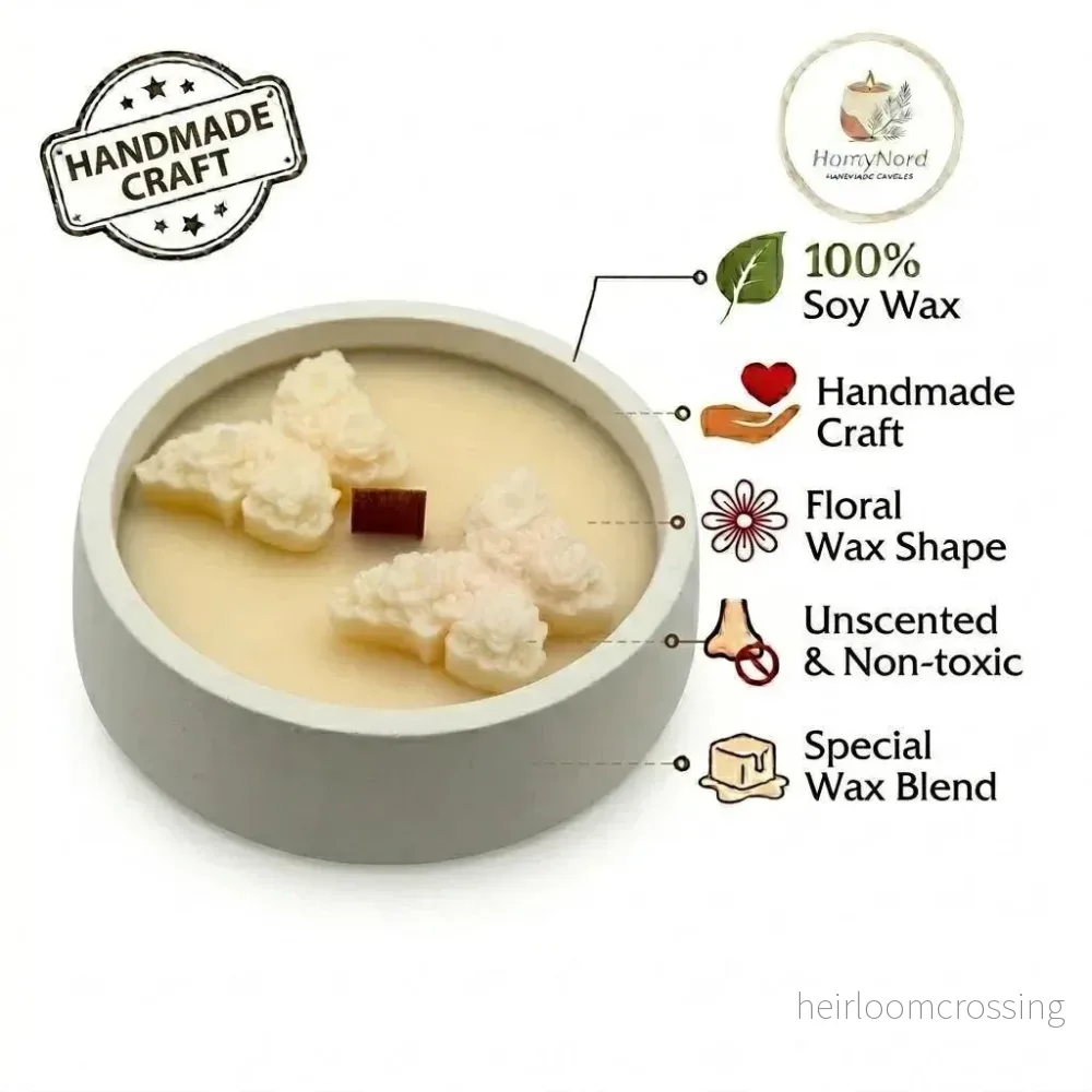 Scandinavian Meadow" Handcrafted Oval Botanical Plaster Candle - Bild 3