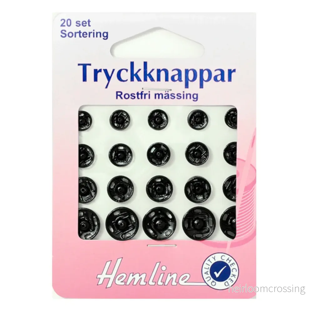 Tryckknappar 7-13 mm svarta 20st