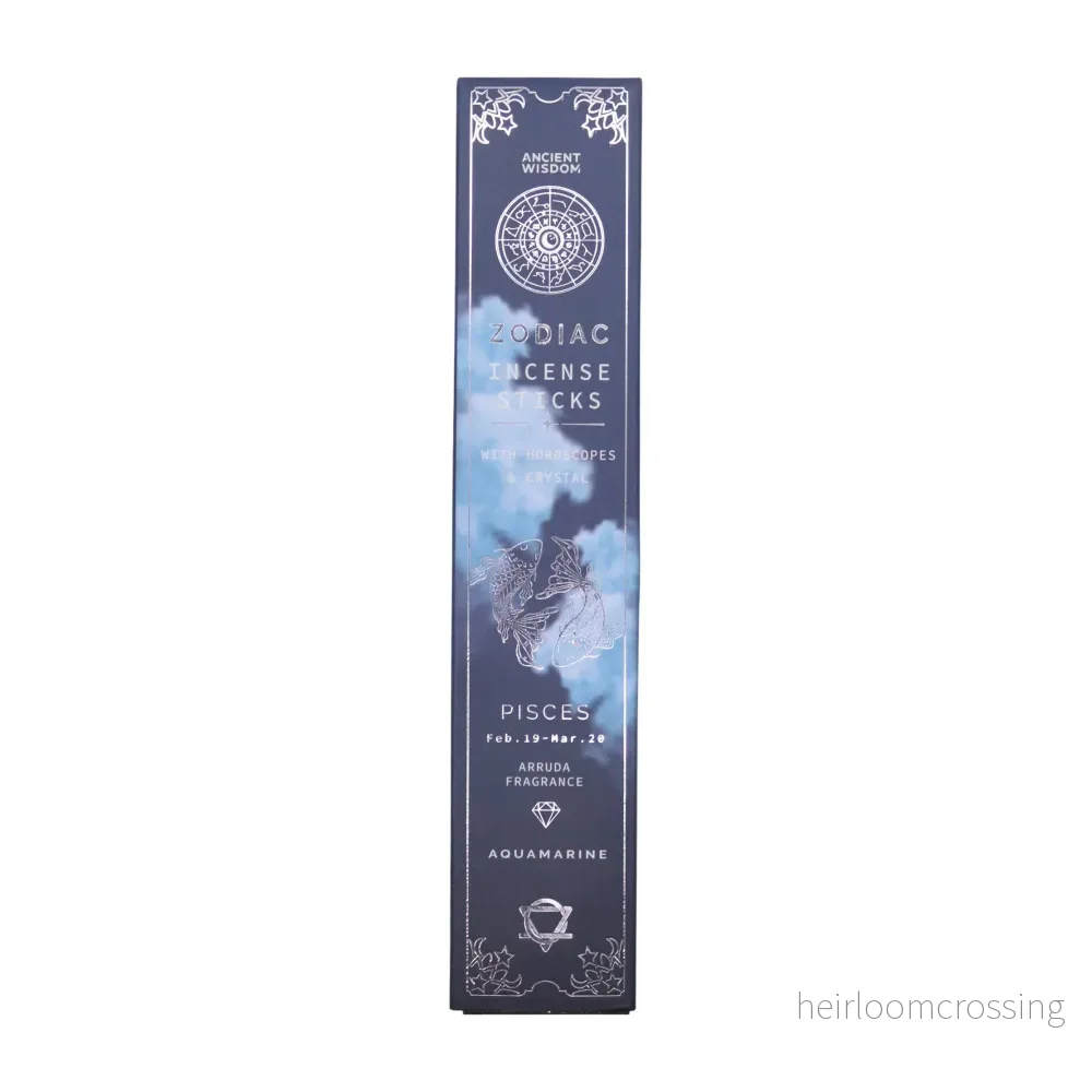 Zodiac Rökelse Med Kristall-Fiskarna/Aquamarine/Arruda