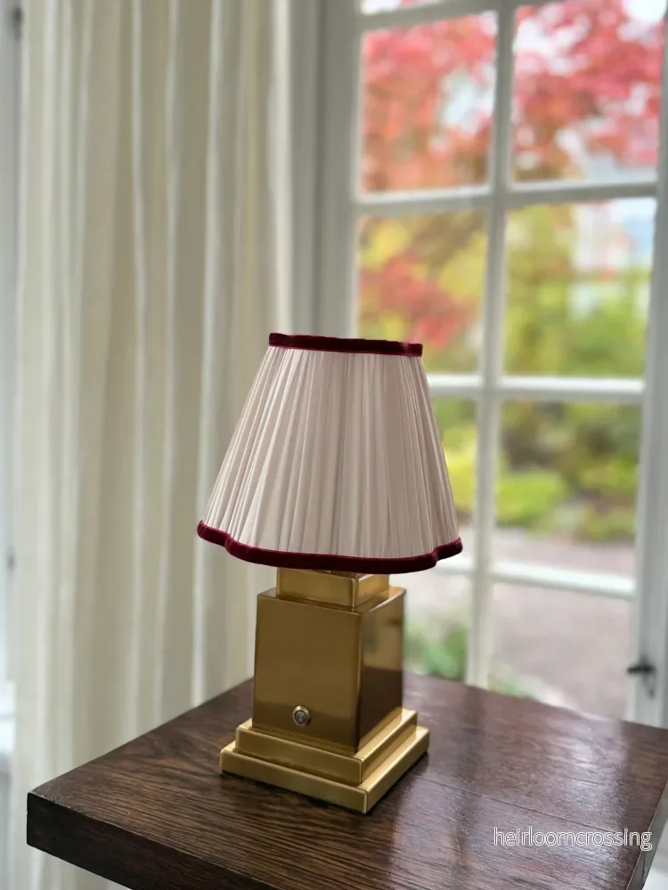 Athena Rechargeable Table Lamp (Ivory with Burgundy Trim) Athena Rechargeable Table Lamp (Ivory with Burgundy Trim)