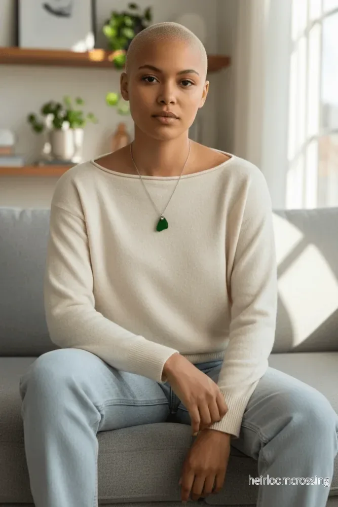 Silverhalsband med strandglas. - Bild 3