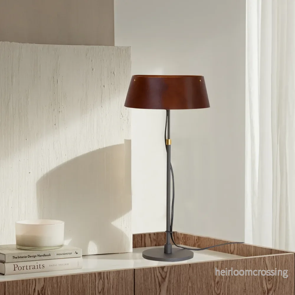 Karl läder bordslampa stor - Bild 2