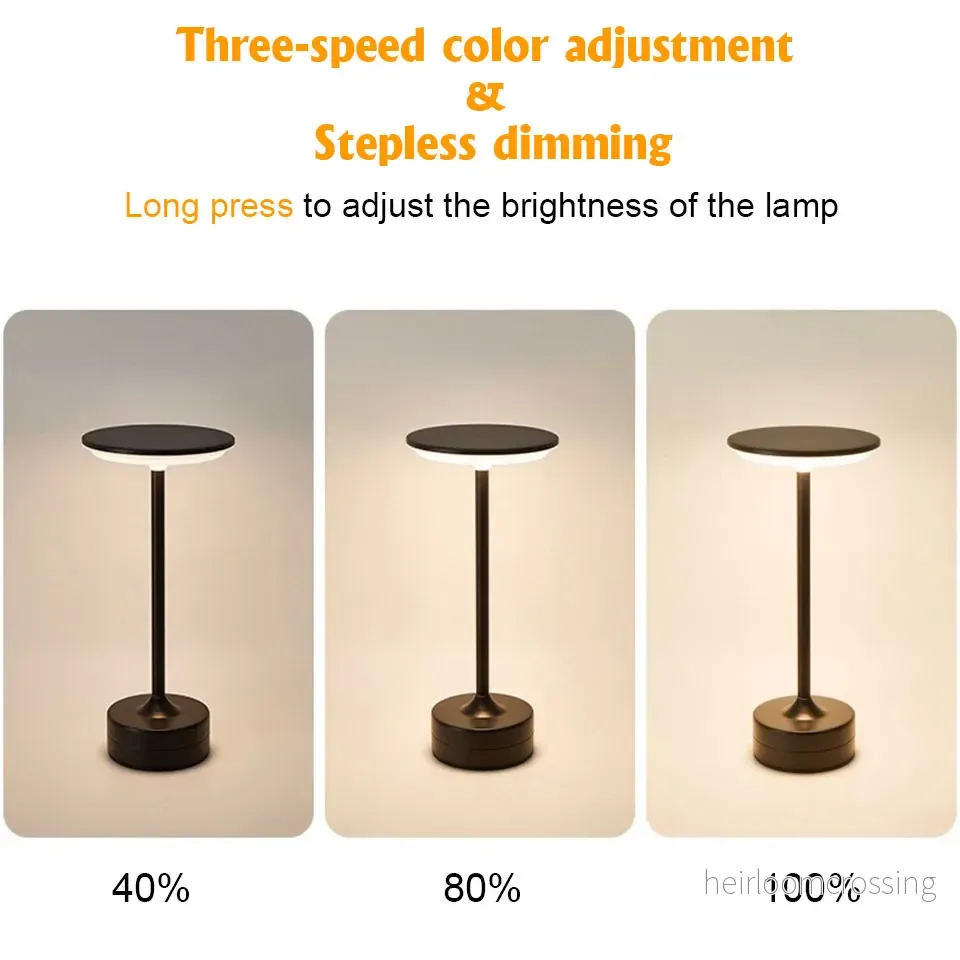 Luxe Rechargeable Metal Table Lamp – Cordless Touch LED Lamp | HomyNord - Bild 2