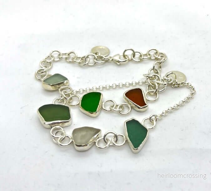 Silverarmband med strandglas Sjögräs - Bild 3