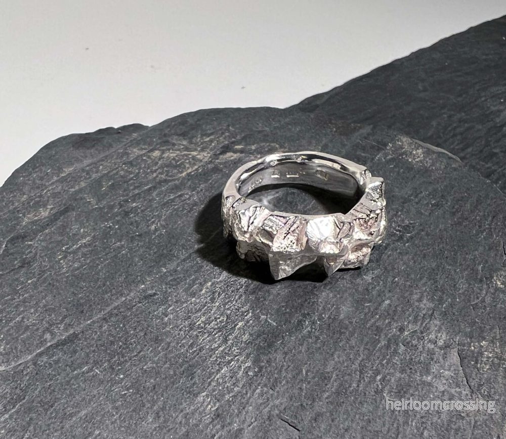 Stor silverring Rocks18 - sandgjuten - Bild 3