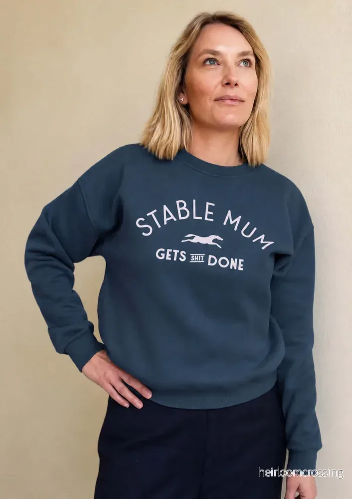 Stable mum oversize sweatshirt, Denim Blå - Bild 3