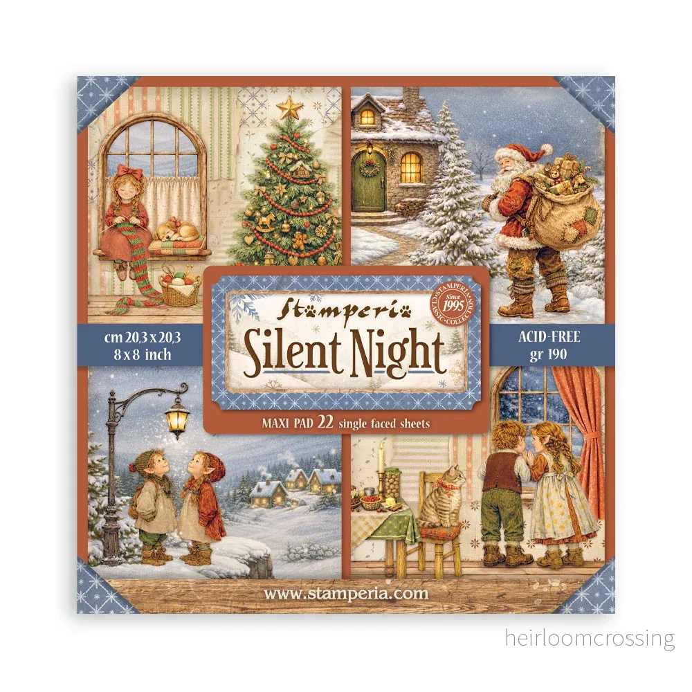 8”x8” (20.3×20.3 cm) Paper Pad 22 single sided printed paper sheets – Silent Night 8”x8” (20.3×20.3 cm) Paper Pad 22 single sided printed paper sheets – Silent Night