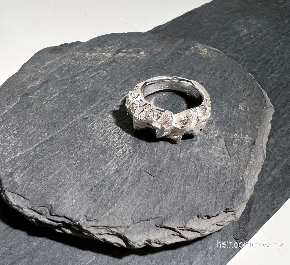 Stor silverring Rocks18 - sandgjuten - Bild 2
