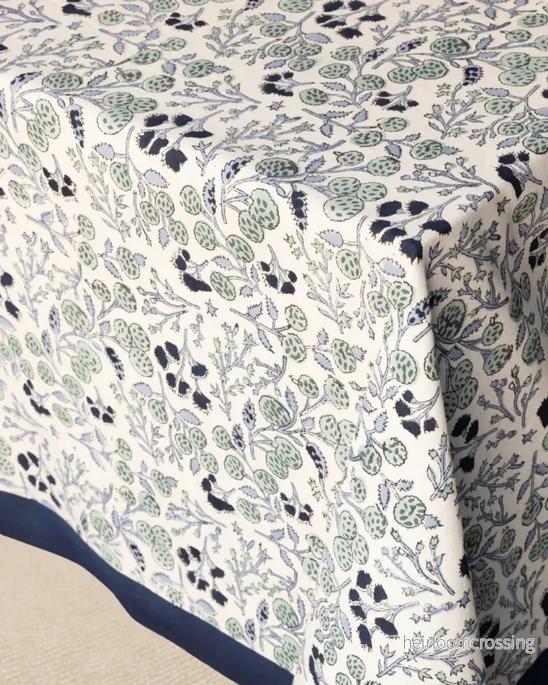 Meadow’s Garden Tablecloth – Sage & Blue Meadow’s Garden Tablecloth – Sage & Blue