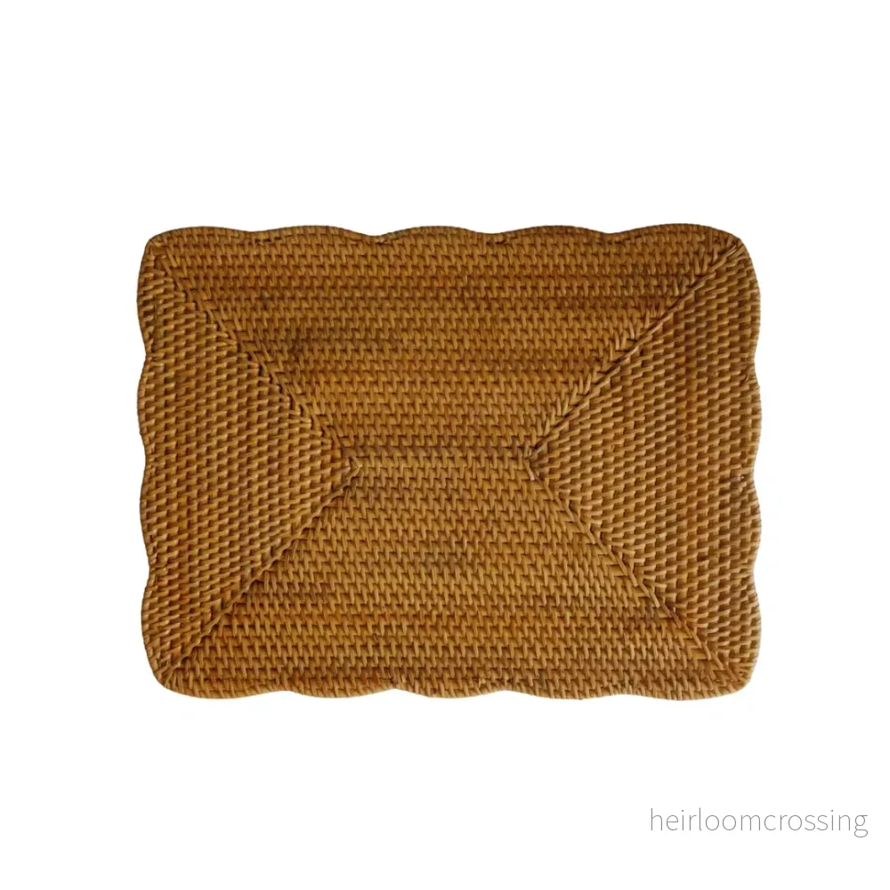 Natural Rattan Charge Plate- Scallop Square