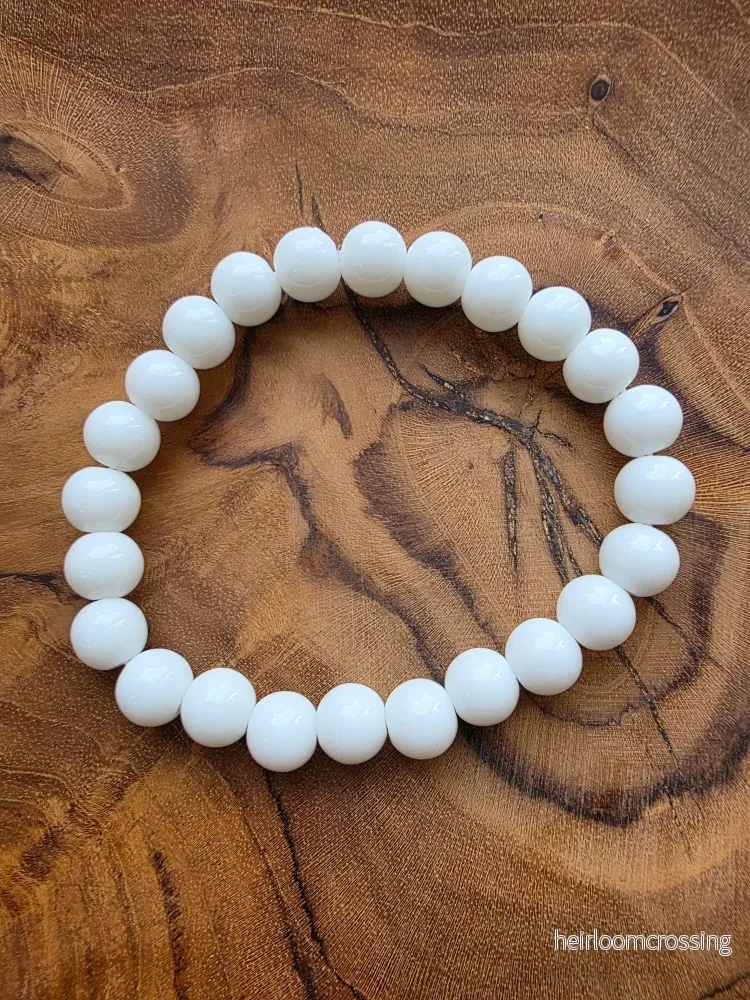 Vit Agat Armband