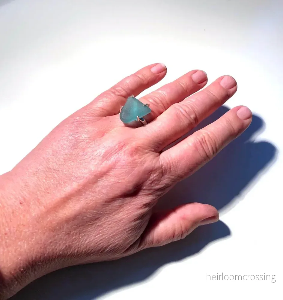 Silverring med strandglas Triangel - Bild 3