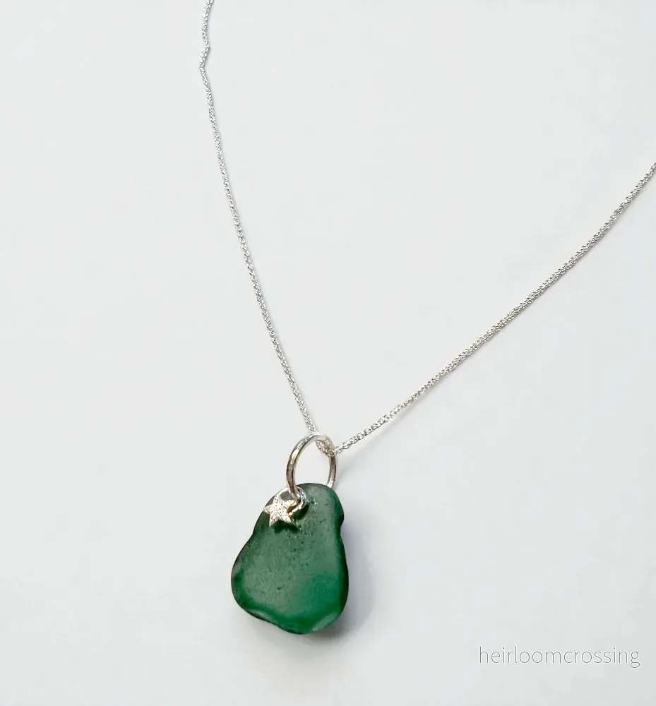 Silverhalsband med strandglas Strand-3
