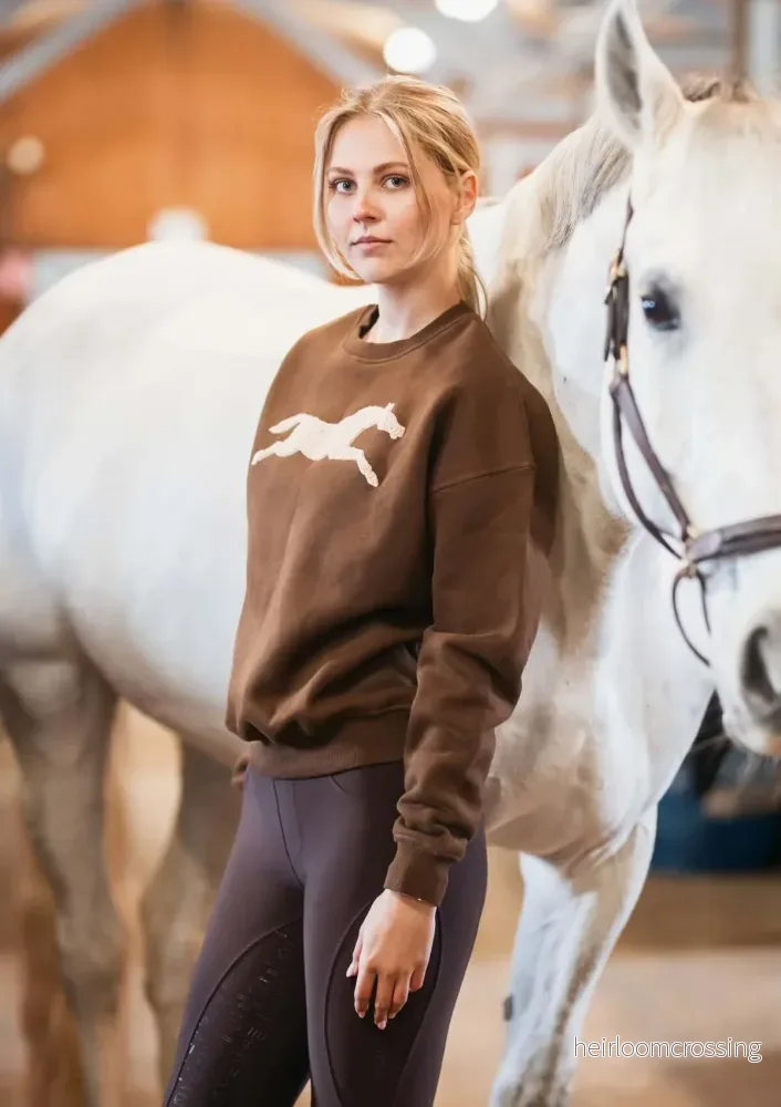 HORSE CREW Oversize Sweatshirt, Brun HORSE CREW Oversize Sweatshirt, Brun