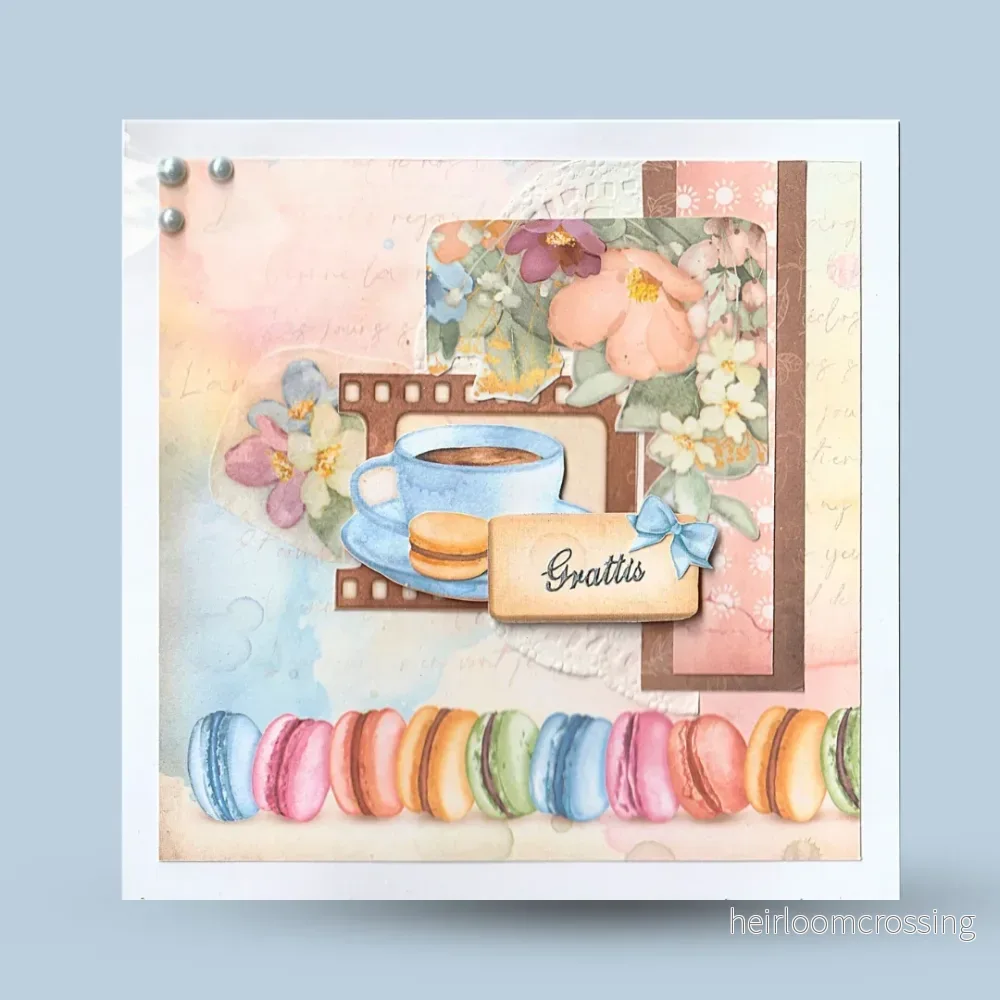 Gratulationskort 15×15: ”Grattis”, Rosa, fika Gratulationskort 15×15: ”Grattis”, Rosa, fika