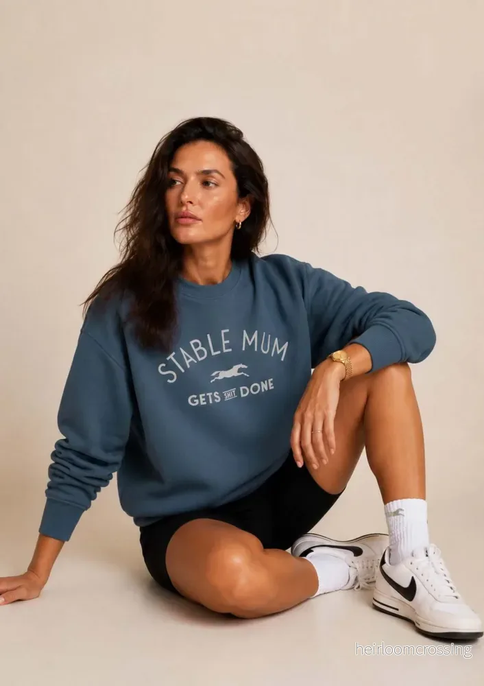 Stable mum oversize sweatshirt, Denim Blå